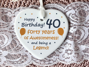 40th Birthday
Ceramic Keepsake
Funny Heart Gift
Forty
Birthday Gifts
Milestone Celebration
Unique Gift Ideas
Humorous Keepsake
Special Occasion
Heart-Shaped Ornament