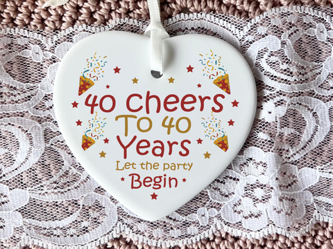 40th Birthday
Ceramic Keepsake
Funny Heart Gift
Forty
Birthday Gifts
Milestone Celebration
Unique Gift Ideas
Humorous Keepsake
Special Occasion
Heart-Shaped Ornament