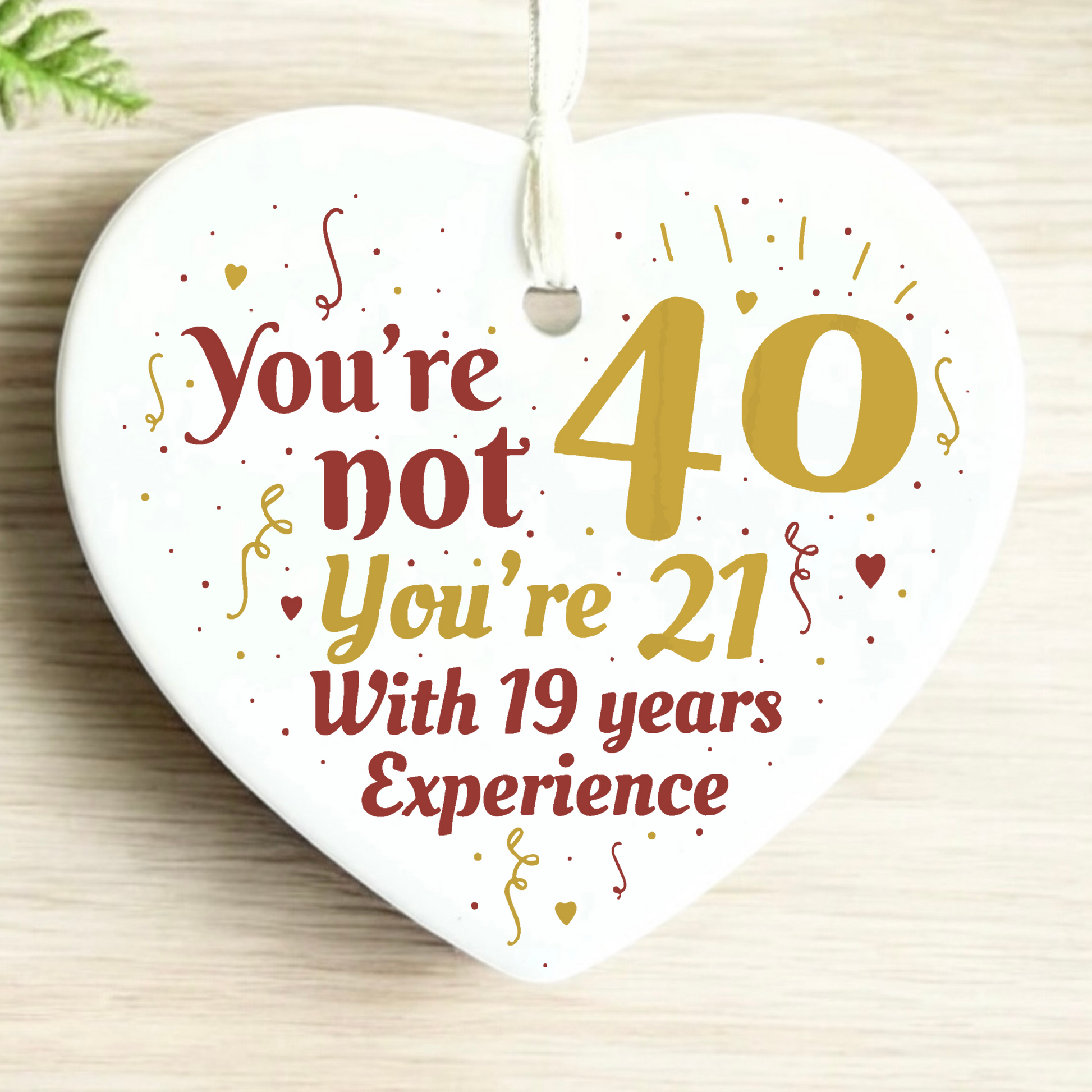 40th Birthday
Ceramic Keepsake
Funny Heart Gift
Forty
Birthday Gifts
Milestone Celebration
Unique Gift Ideas
Humorous Keepsake
Special Occasion
Heart-Shaped Ornament