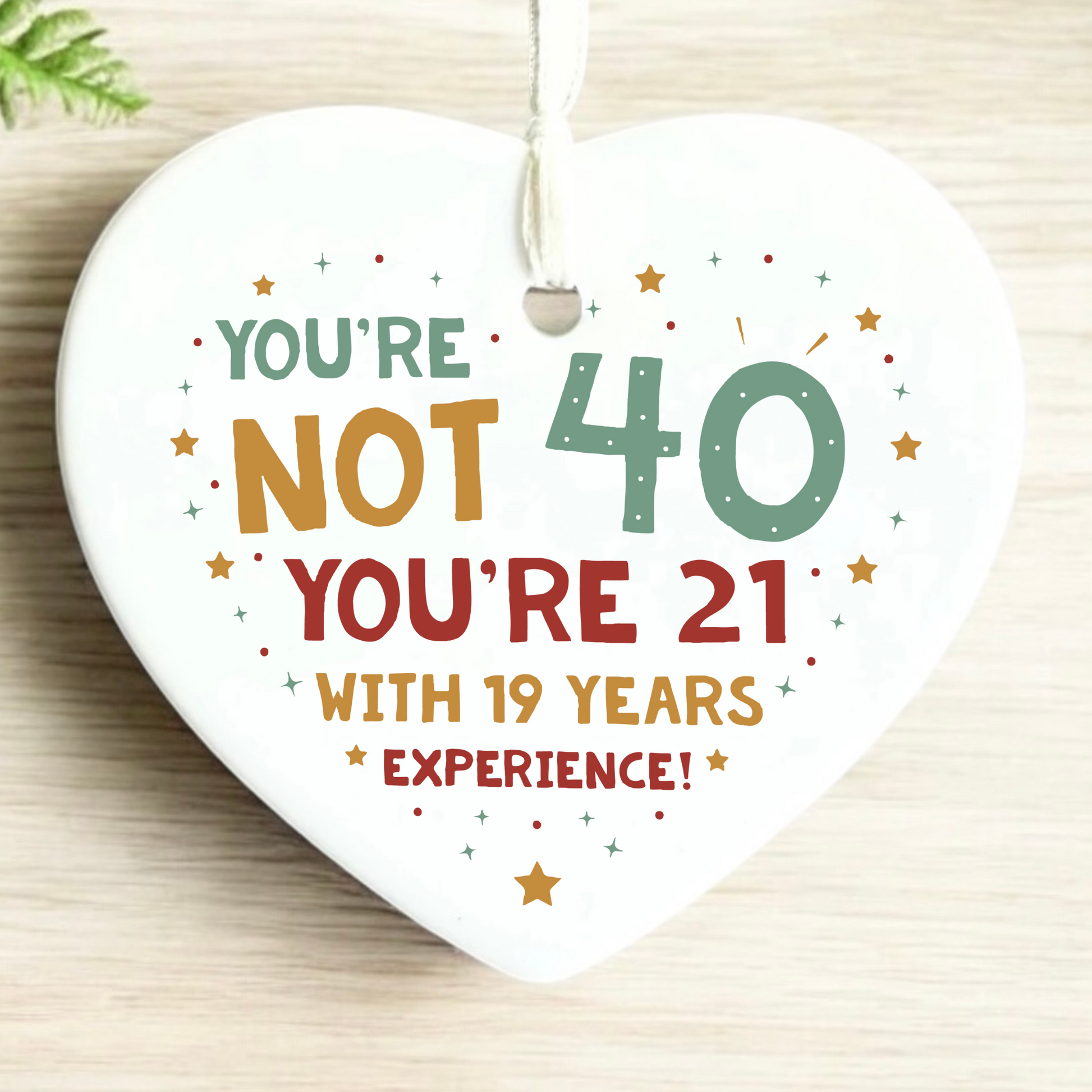 40th Birthday
Ceramic Keepsake
Funny Heart Gift
Forty
Birthday Gifts
Milestone Celebration
Unique Gift Ideas
Humorous Keepsake
Special Occasion
Heart-Shaped Ornament