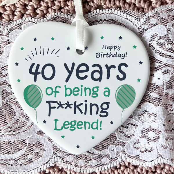 40th Birthday
Ceramic Keepsake
Funny Heart Gift
Forty
Birthday Gifts
Milestone Celebration
Unique Gift Ideas
Humorous Keepsake
Special Occasion
Heart-Shaped Ornament