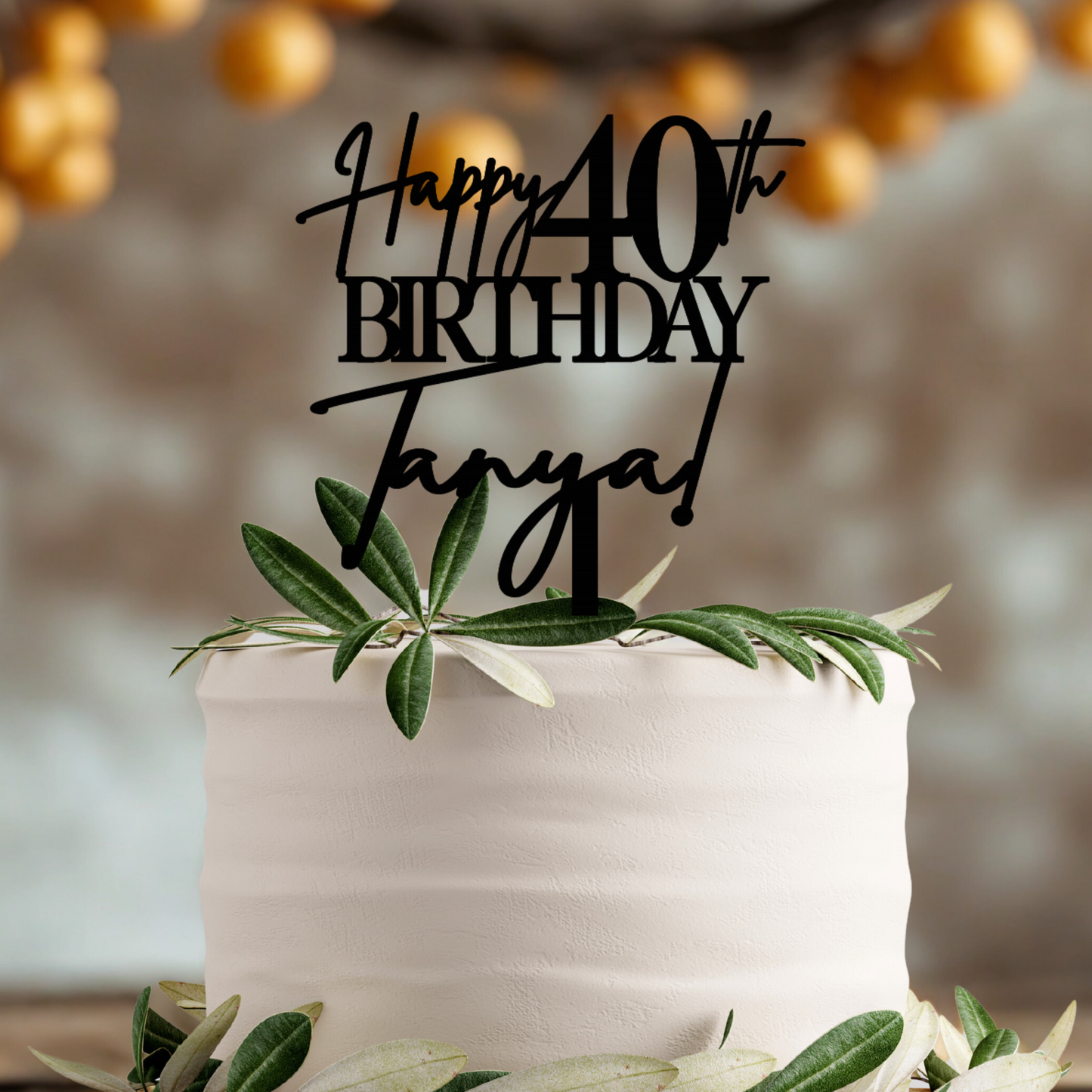 Personalised 40th Birthday Cake Topper – Custom Acrylic Cake Decoration 