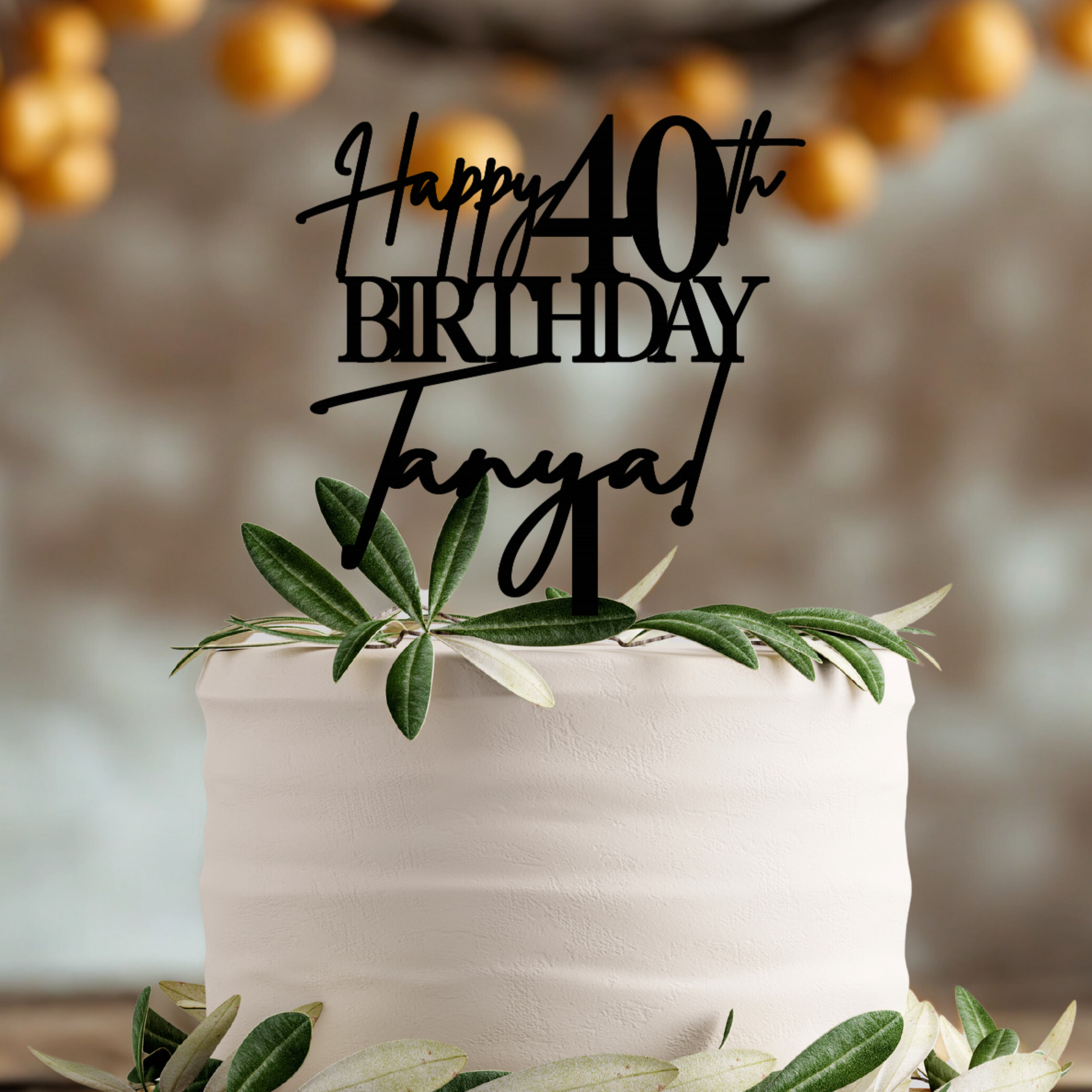 Personalised 40th Birthday Cake Topper – Custom Acrylic Cake Decoration 