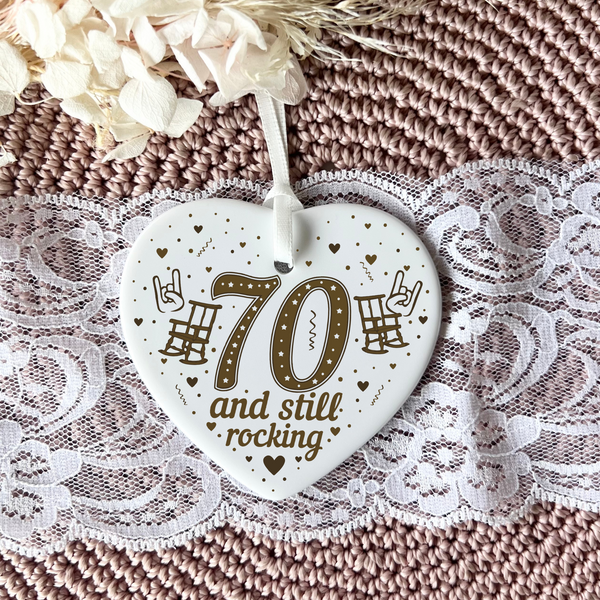 70th Birthday Ceramic Heart Personalised | Unique Keepsake Special 70th Birthday Gift | Milestone 70th Birthday | 70th | Seventy