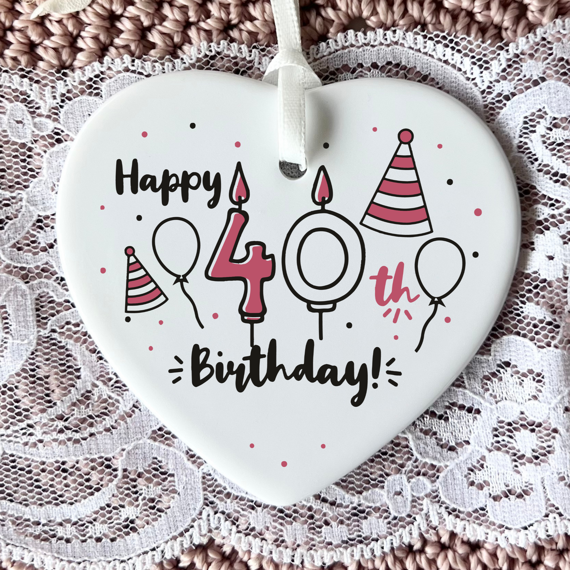 40th Birthday
Ceramic Keepsake
Funny Heart Gift
Forty
Birthday Gifts
Milestone Celebration
Unique Gift Ideas
Humorous Keepsake
Special Occasion
Heart-Shaped Ornament