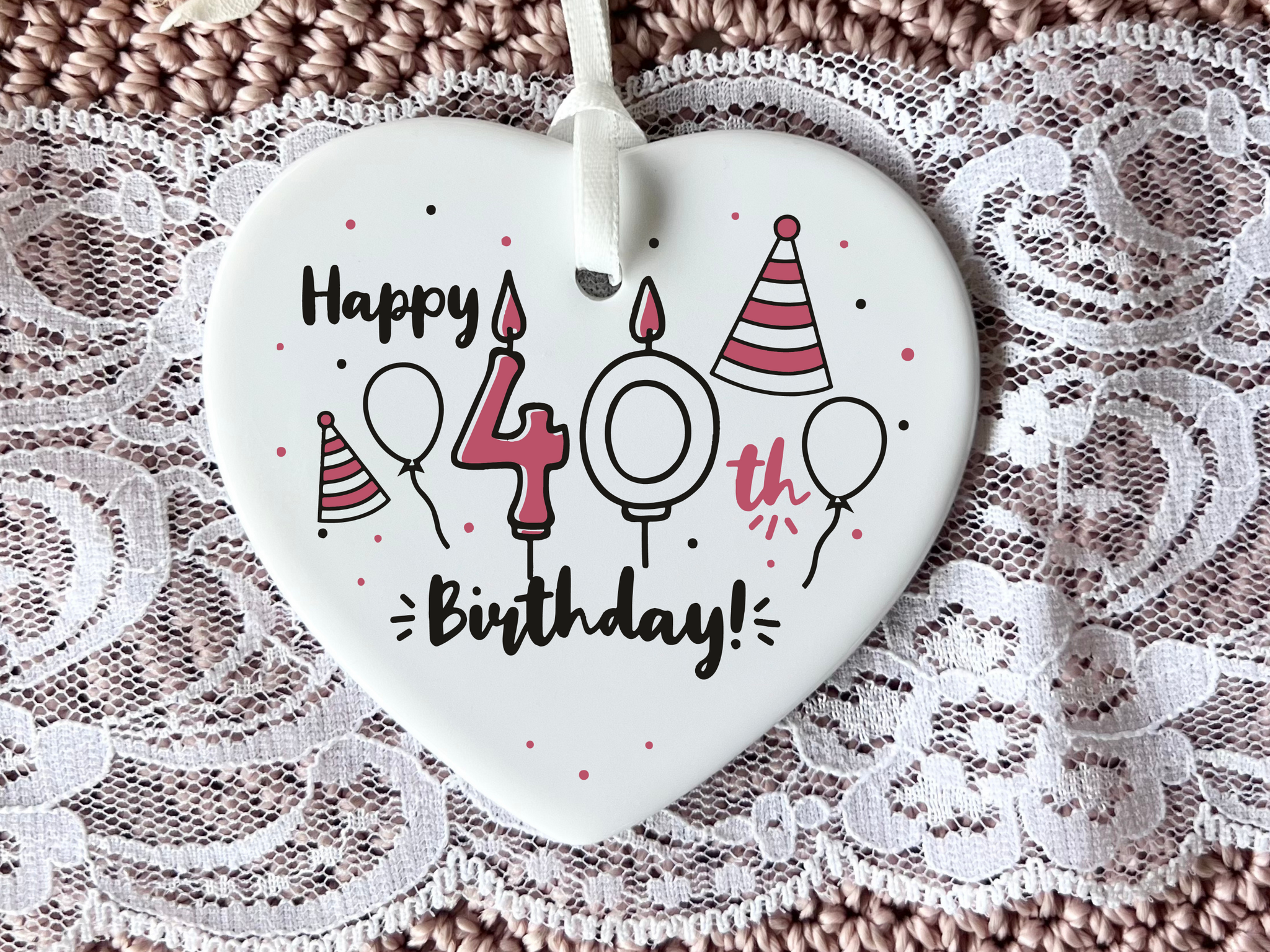 40th Birthday
Ceramic Keepsake
Funny Heart Gift
Forty
Birthday Gifts
Milestone Celebration
Unique Gift Ideas
Humorous Keepsake
Special Occasion
Heart-Shaped Ornament