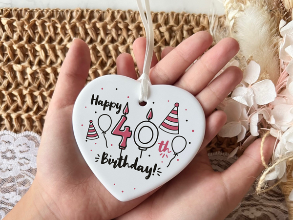 40th Birthday
Ceramic Keepsake
Funny Heart Gift
Forty
Birthday Gifts
Milestone Celebration
Unique Gift Ideas
Humorous Keepsake
Special Occasion
Heart-Shaped Ornament