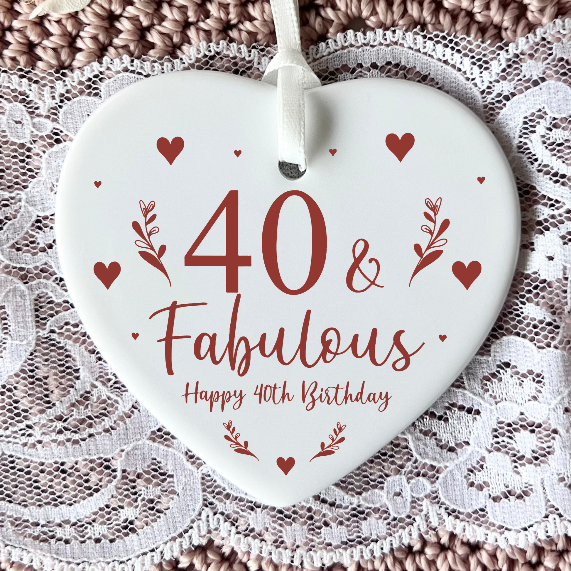 40th Birthday
Ceramic Keepsake
Funny Heart Gift
Forty
Birthday Gifts
Milestone Celebration
Unique Gift Ideas
Humorous Keepsake
Special Occasion
Heart-Shaped Ornament