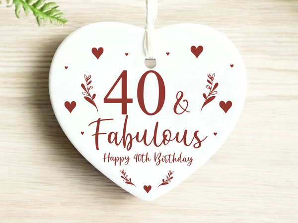 40th Birthday
Ceramic Keepsake
Funny Heart Gift
Forty
Birthday Gifts
Milestone Celebration
Unique Gift Ideas
Humorous Keepsake
Special Occasion
Heart-Shaped Ornament