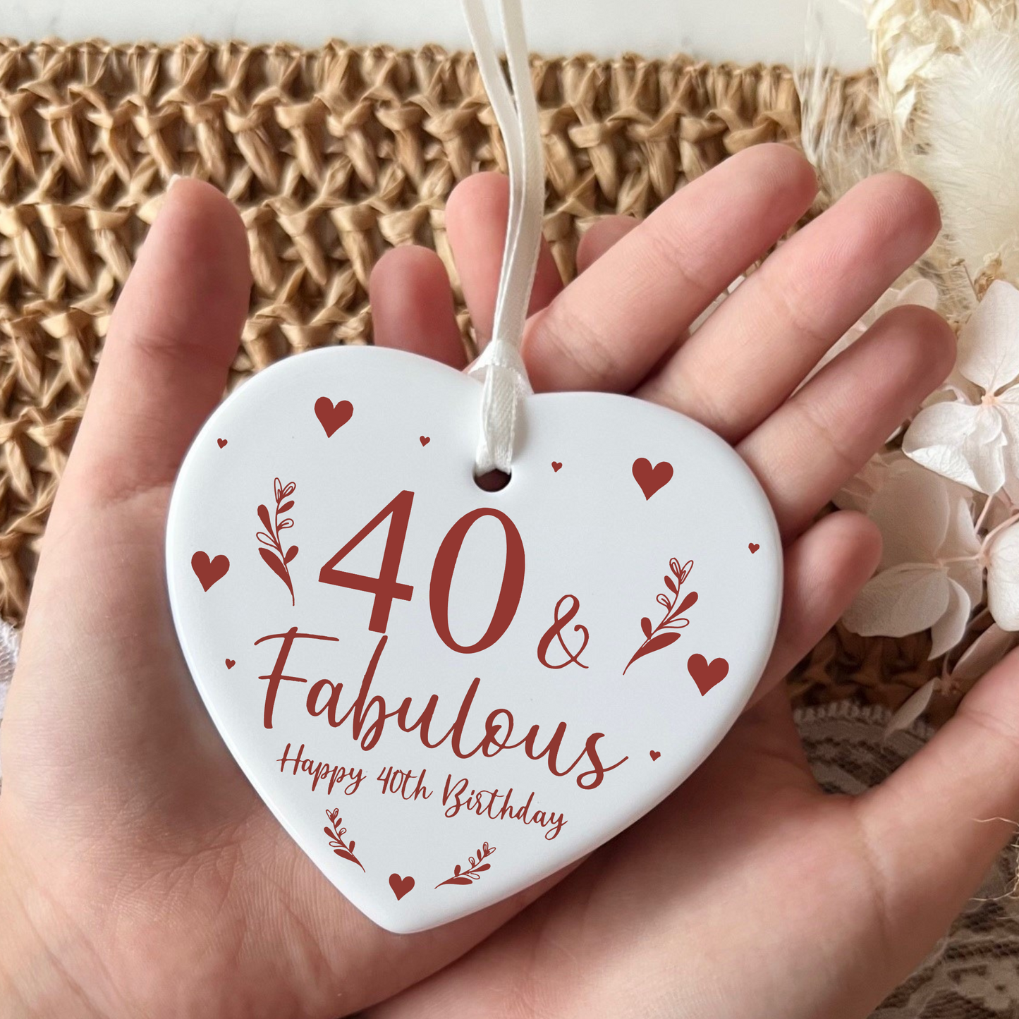 40th Birthday
Ceramic Keepsake
Funny Heart Gift
Forty
Birthday Gifts
Milestone Celebration
Unique Gift Ideas
Humorous Keepsake
Special Occasion
Heart-Shaped Ornament