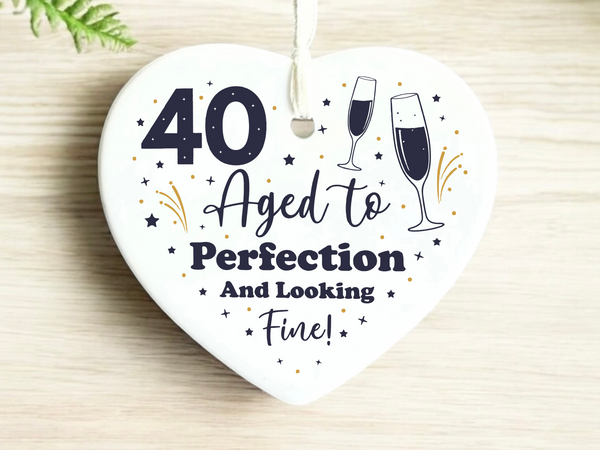 40th Birthday
Ceramic Keepsake
Funny Heart Gift
Forty
Birthday Gifts
Milestone Celebration
Unique Gift Ideas
Humorous Keepsake
Special Occasion
Heart-Shaped Ornament