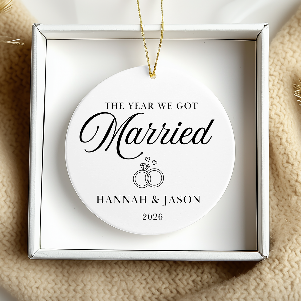 Personalised "We Got Married" Ceramic Christmas Ornament | Custom Couple Keepsake