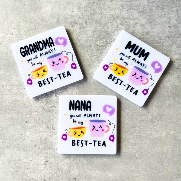 Best Tea Acrylic coasters great gift idea for mum or grandma