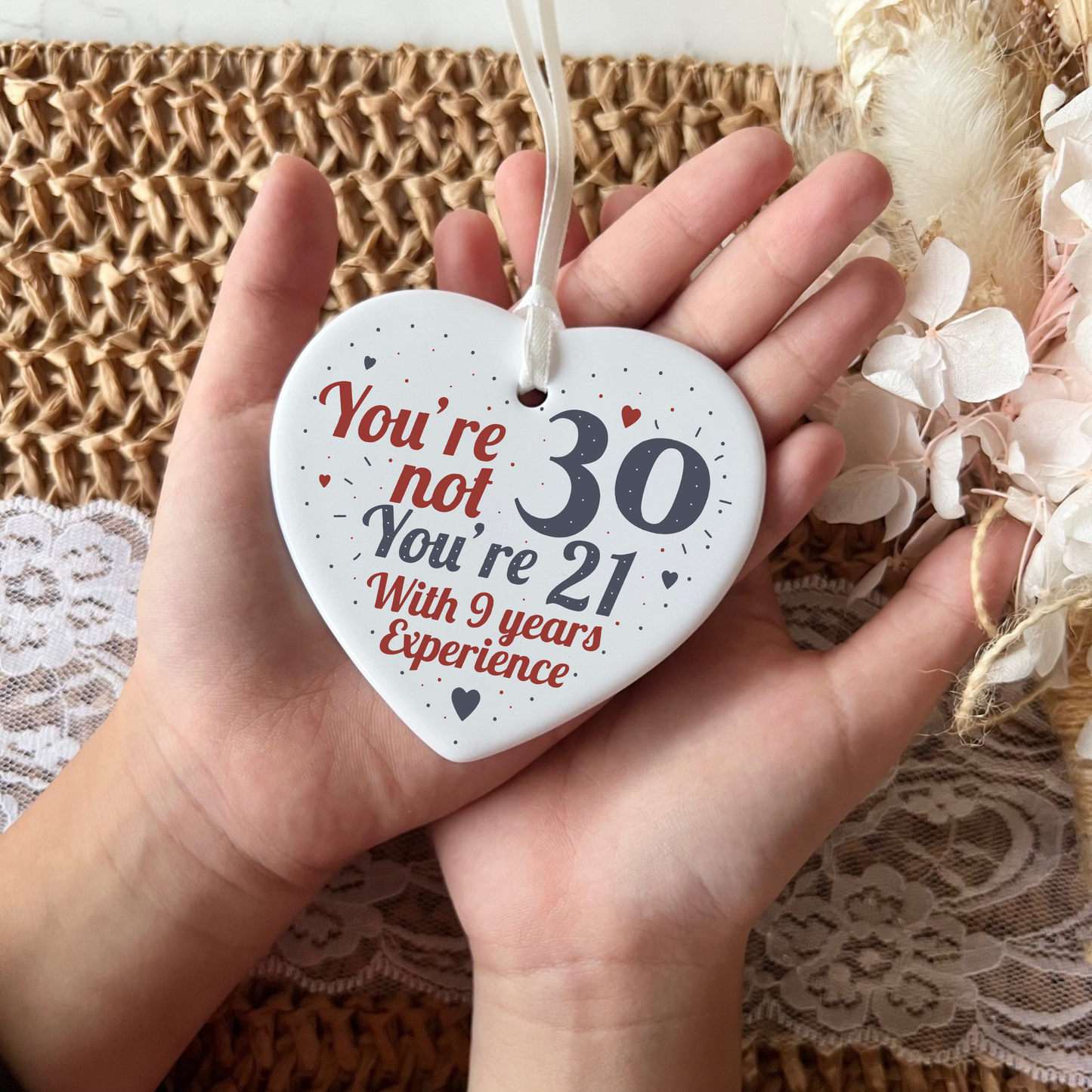 30th Birthday Gift
Funny Keepsake
Ceramic Heart
Milestone Birthday
Thirty Celebration
Unique Gift Idea
Birthday Humour
Memorable Keepsake
Heartfelt Present
Special Occasion Gift
Gifts for 30th
30th birthday