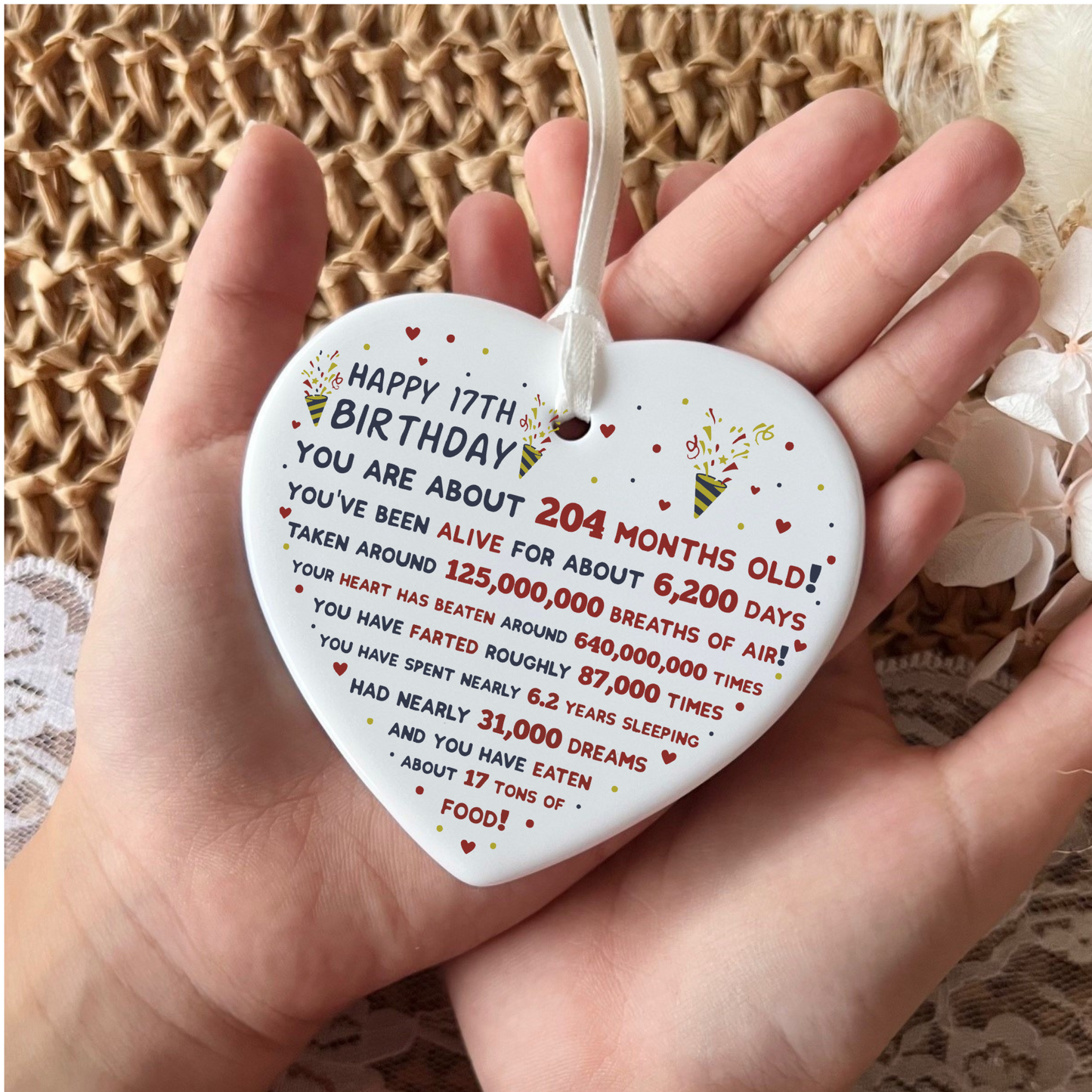 17th Birthday Ceramic Heart Keepsake | Seventeenth | Birthday Gifts