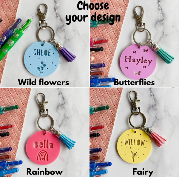 Personalised Name Acrylic Keyring Bag Tag