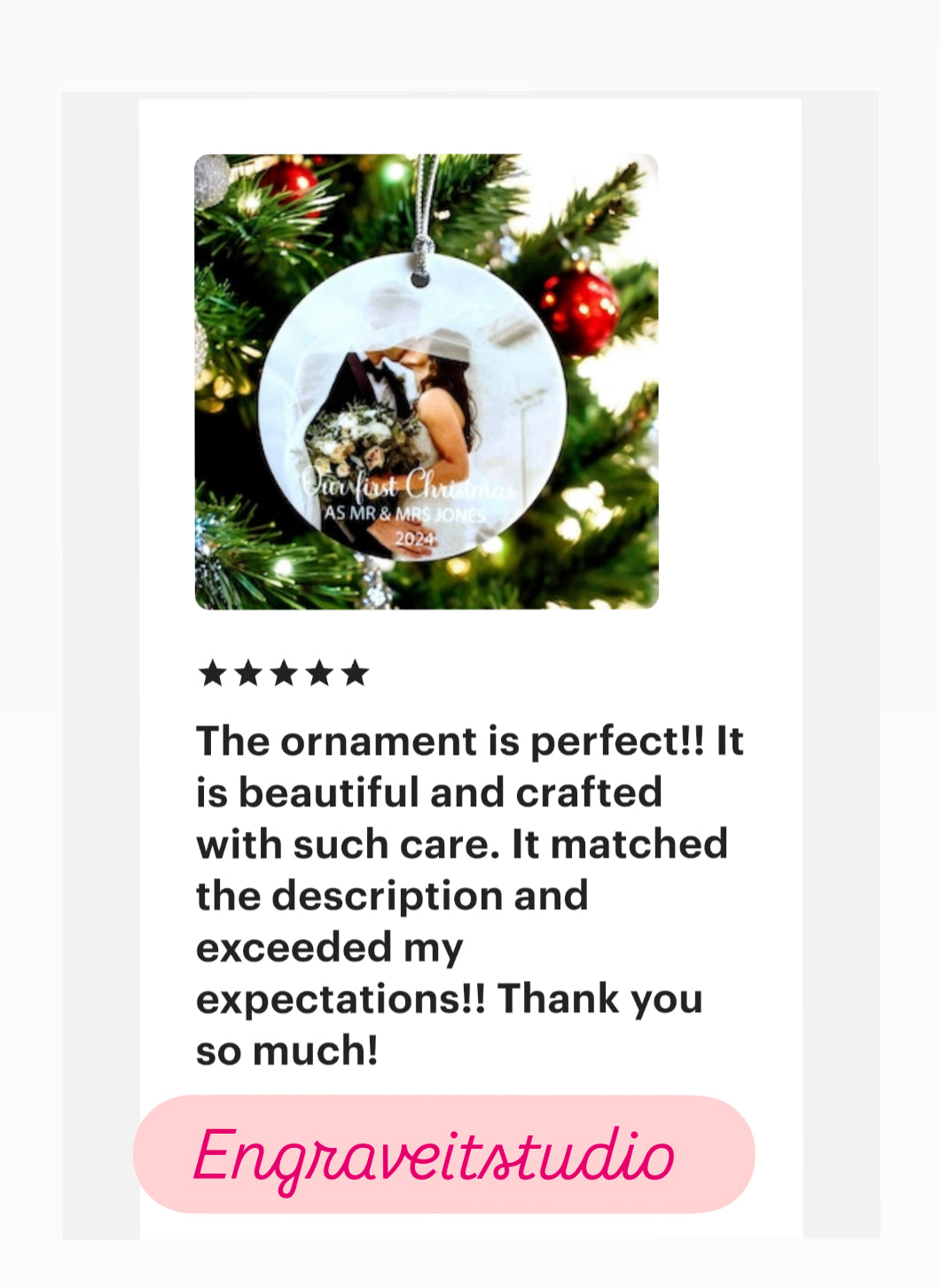 First Christmas as Mr and Mrs Ornament Personalised |  First Christmas Married Photo Ornament Keepsake | Gifts for newlyweds |