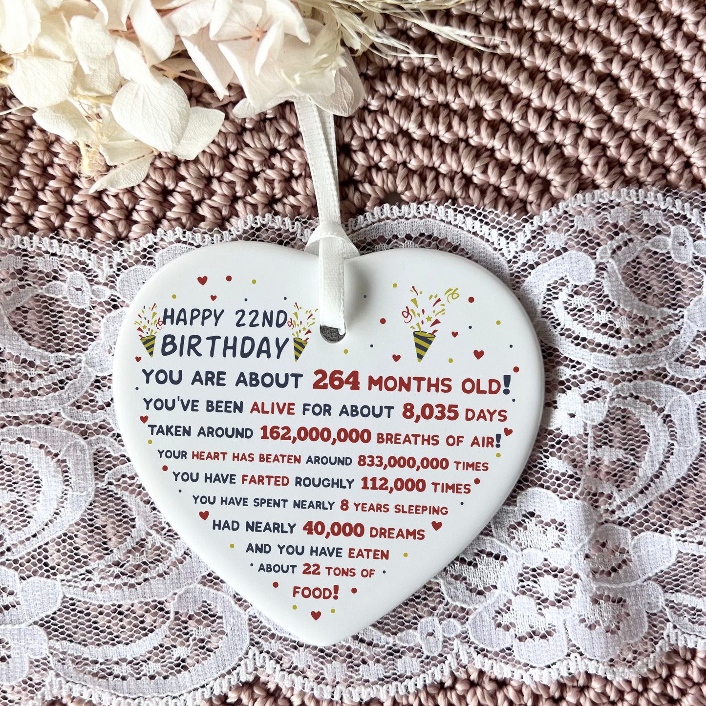 22nd Birthday Ceramic Funny Heart Keepsake | 22 | Birthday Gifts | Milestone Birthday Gift Ideas