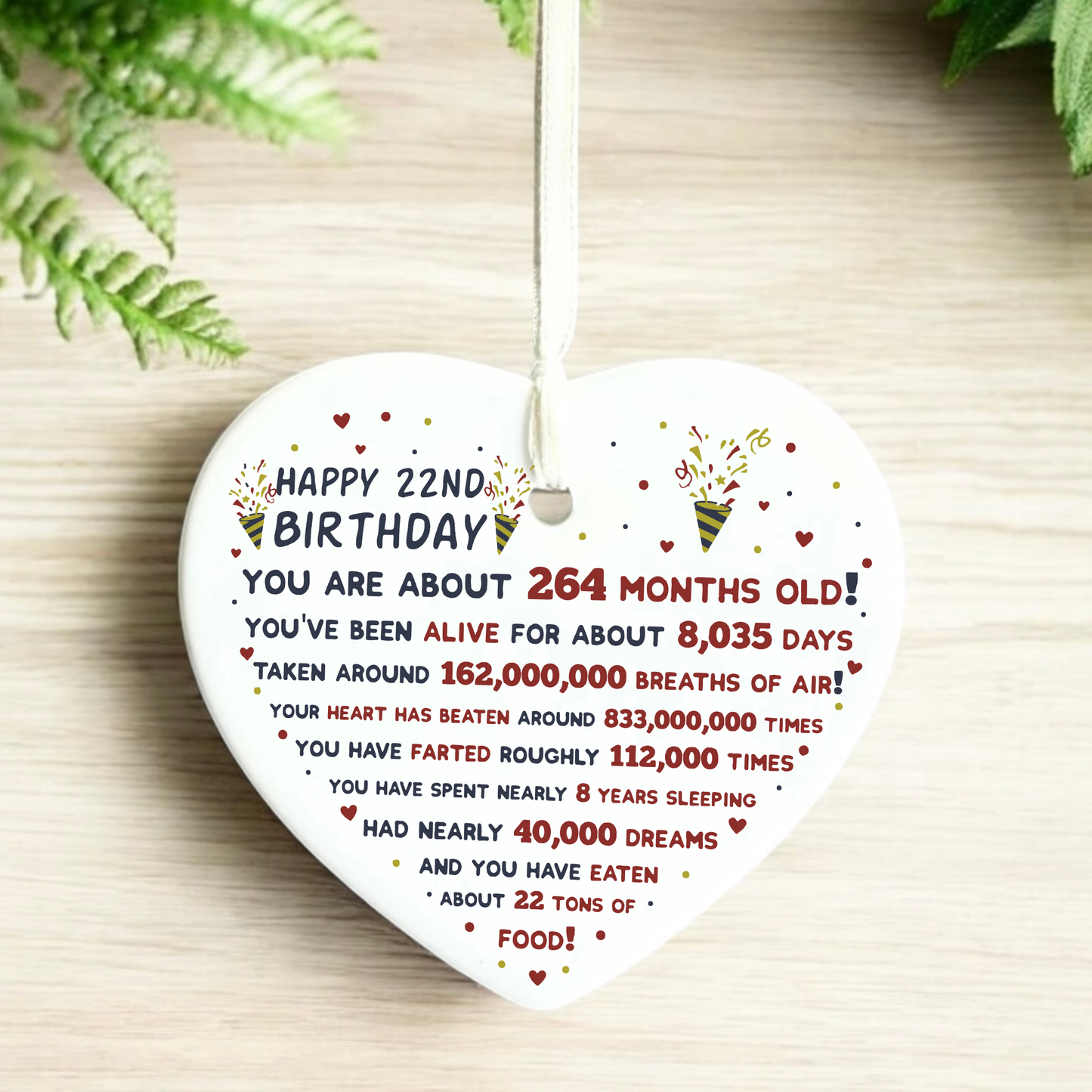 22nd Birthday Ceramic Funny Heart Keepsake | 22 | Birthday Gifts | Milestone Birthday Gift Ideas