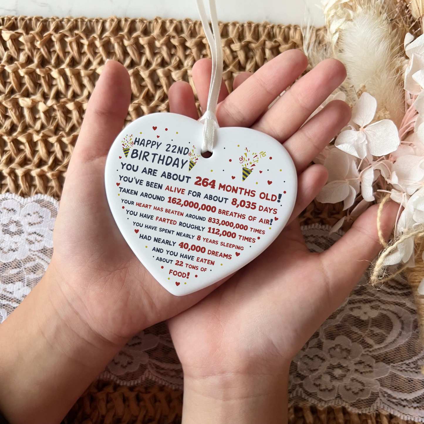 22nd Birthday Ceramic Funny Heart Keepsake | 22 | Birthday Gifts | Milestone Birthday Gift Ideas