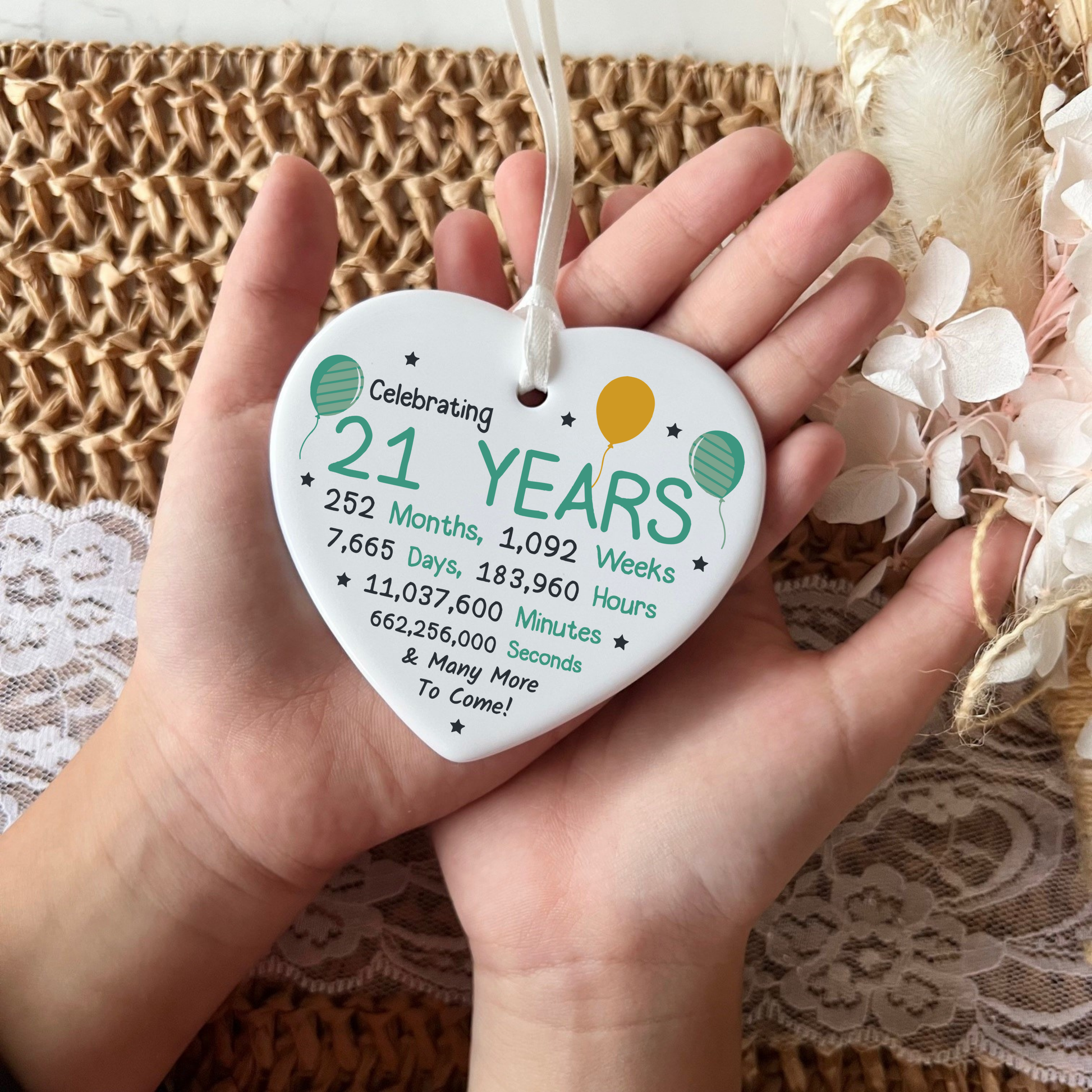 21st birthday
21st
gifts for 21st
ceramic heart 
21st birthday keepsake