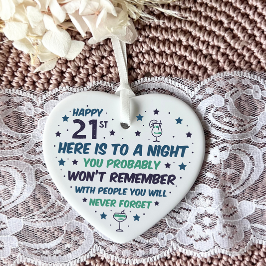 21st birthday
21st
gifts for 21st
ceramic heart 
21st birthday keepsake