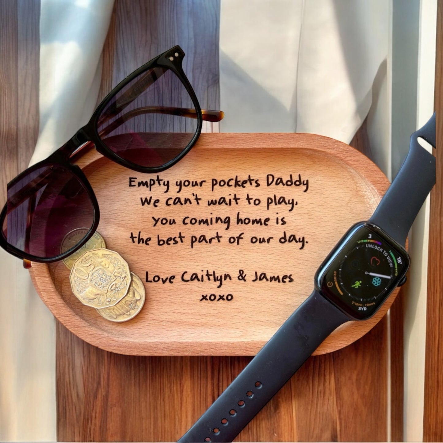 Personalised Bamboo Daddy's Key Tray | Wallet tray | Father's Day | gifts for dad | gifts for grandpa | Engraved | Custom