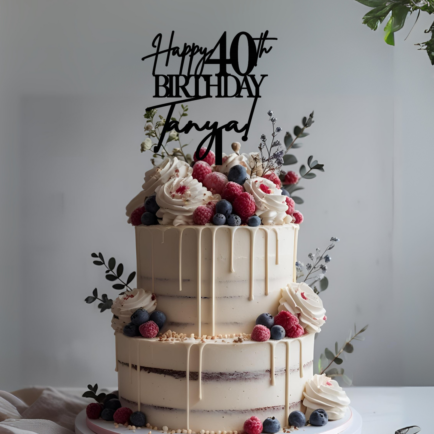 Personalised 40th Birthday Cake Topper – Custom Acrylic Cake Decoration 