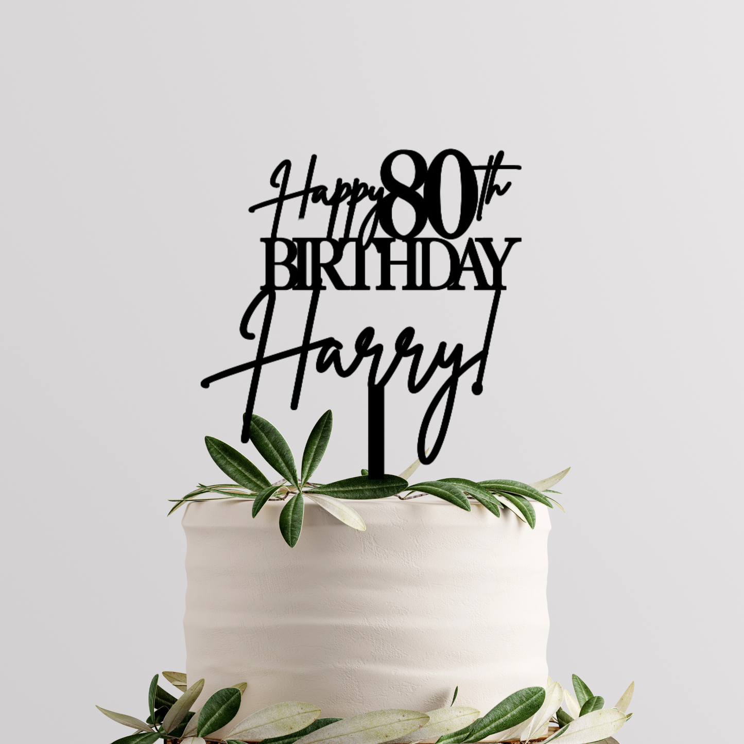 Personalised 80th Birthday Cake Topper – Custom Acrylic Cake Decoration