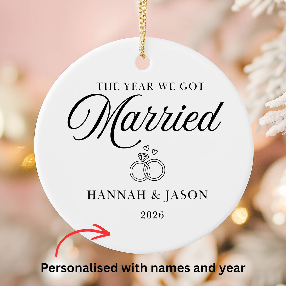 Personalised "We Got Married" Ceramic Christmas Ornament | Custom Couple Keepsake