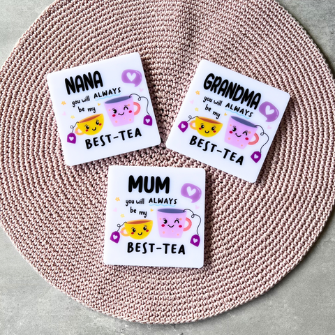 Best Tea Acrylic coasters great gift idea for mum or grandma