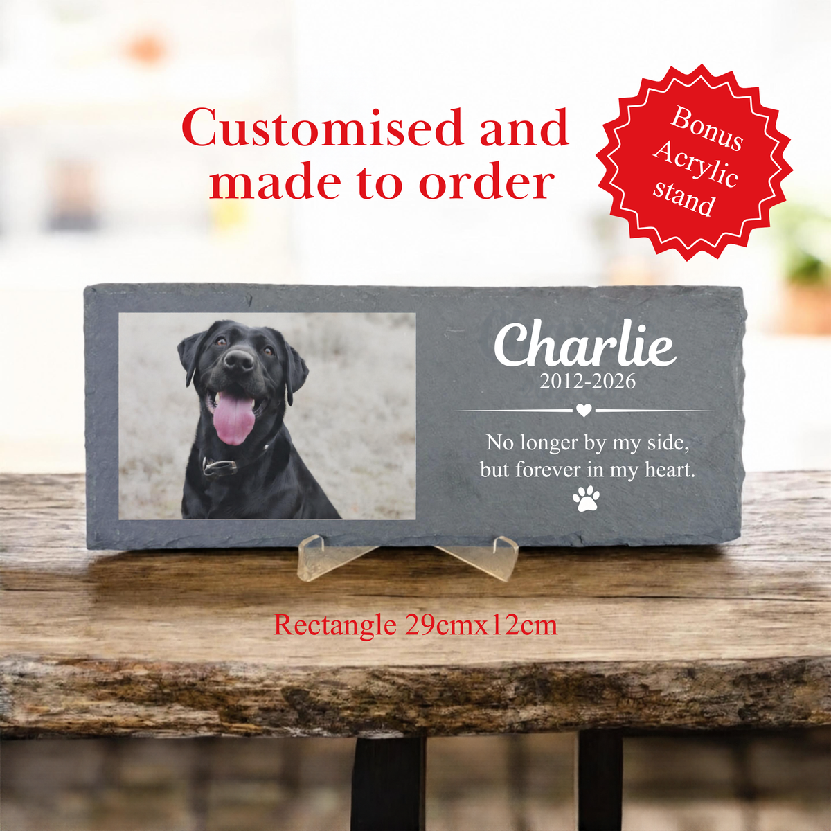 Personalised Pet Memorial Slate Plaque | Custom Photo Dog & Cat Remembrance Gift