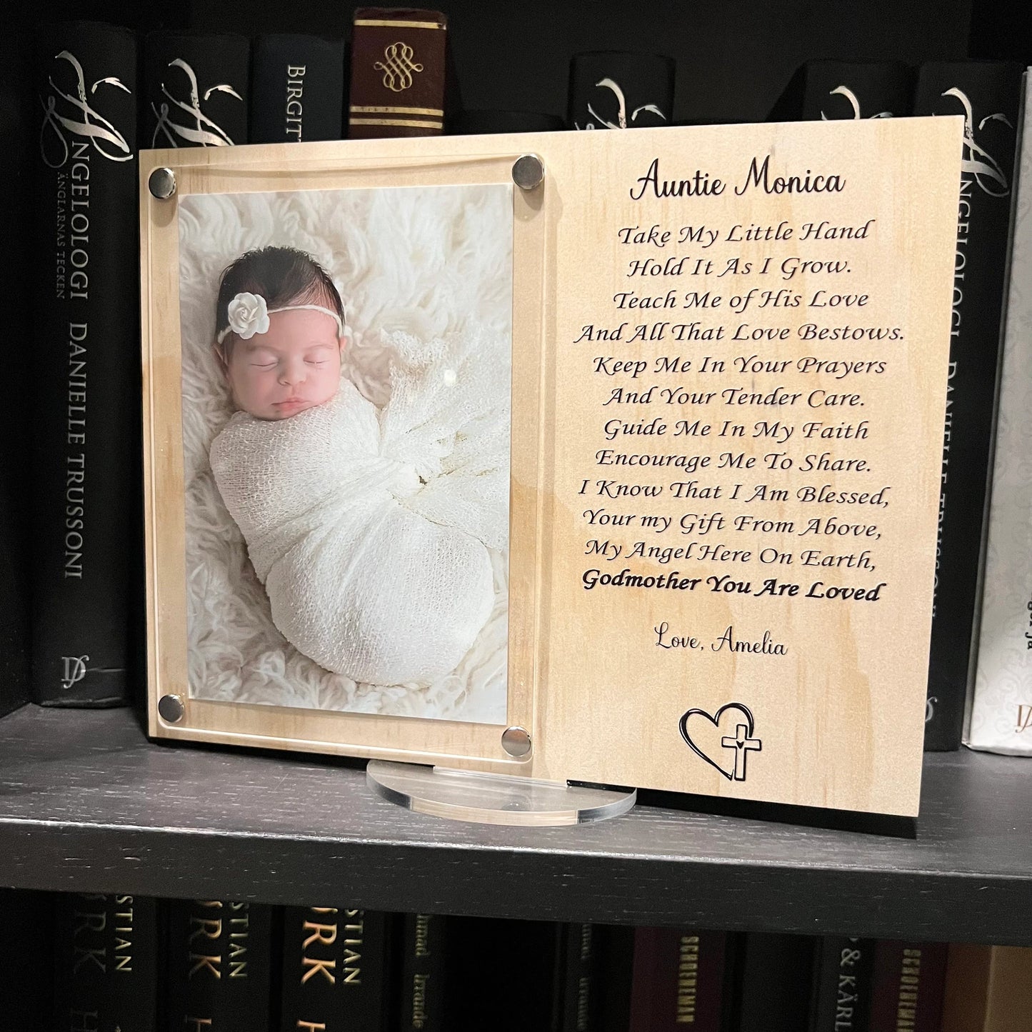 Personalized Godparent Wood Frame: UV Printed Poem, Godchild Gift