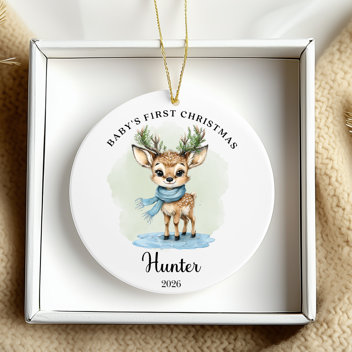 Personalised "Baby's First Christmas" Floral Deer Ceramic Ornament | Custom Baby Keepsake Gift (Copy)
