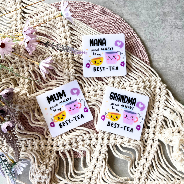 Best Tea Acrylic coasters great gift idea for mum or grandma