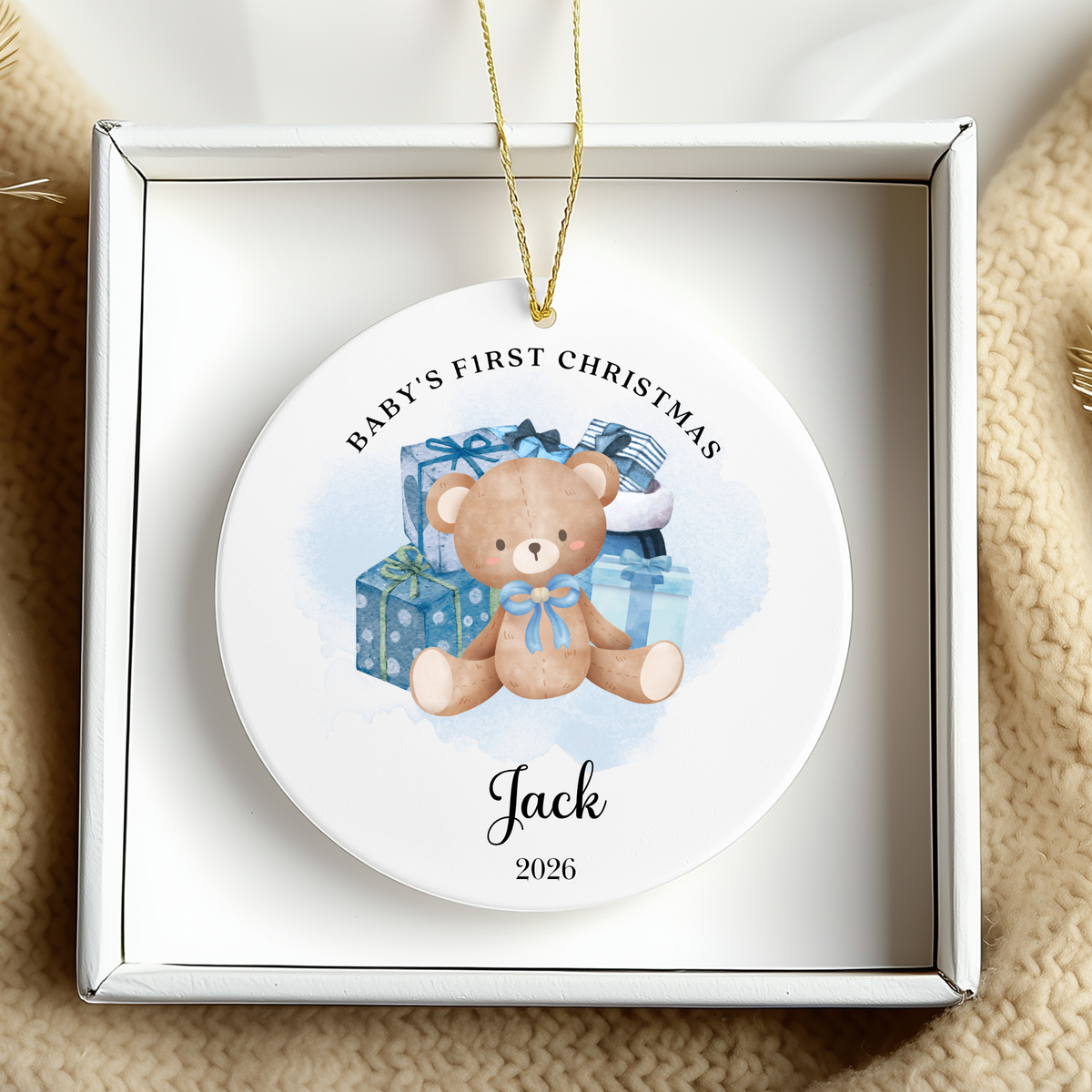 Personalised "Baby's First Christmas" Teddy Bear Ceramic Ornament | Custom Baby Keepsake Gift