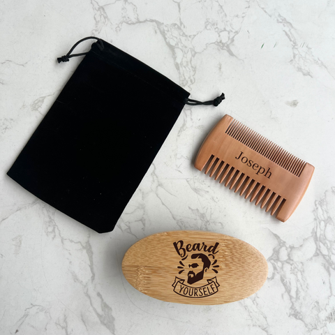 Beard Brush and comb Personalised and Engraved Set