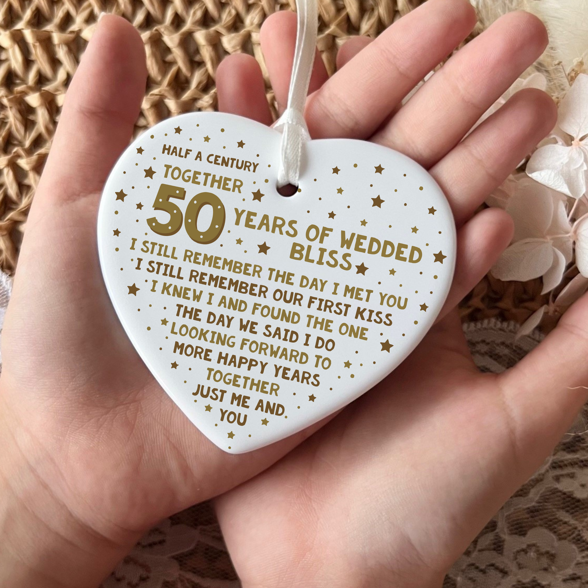 50th Anniversary Keepsake, Ceramic Heart Gift, Anniversary Gift, Wedding Anniversary Celebration, Milestone Anniversary Gift, Unique Gift Idea for Anniversary, Golden Anniversary Keepsake, Heartfelt 50th Anniversary Present, Sentimental Gift for Couples, Personalized Ceramic Heart, Commemorative Gift, Special Milestone Gift, Cherished 50th Anniversary Token, Love Celebration Keepsake, Engraved Heart for Anniversary, Romantic Gift Idea