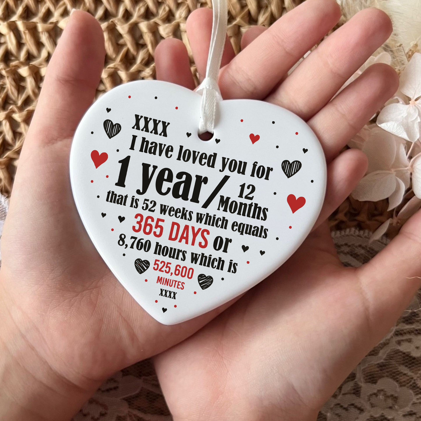 First year Wedding Anniversary Ceramic heart Keepsake | Anniversary gift | Wedding Anniversary | Milestone | Gift idea for Anniversary