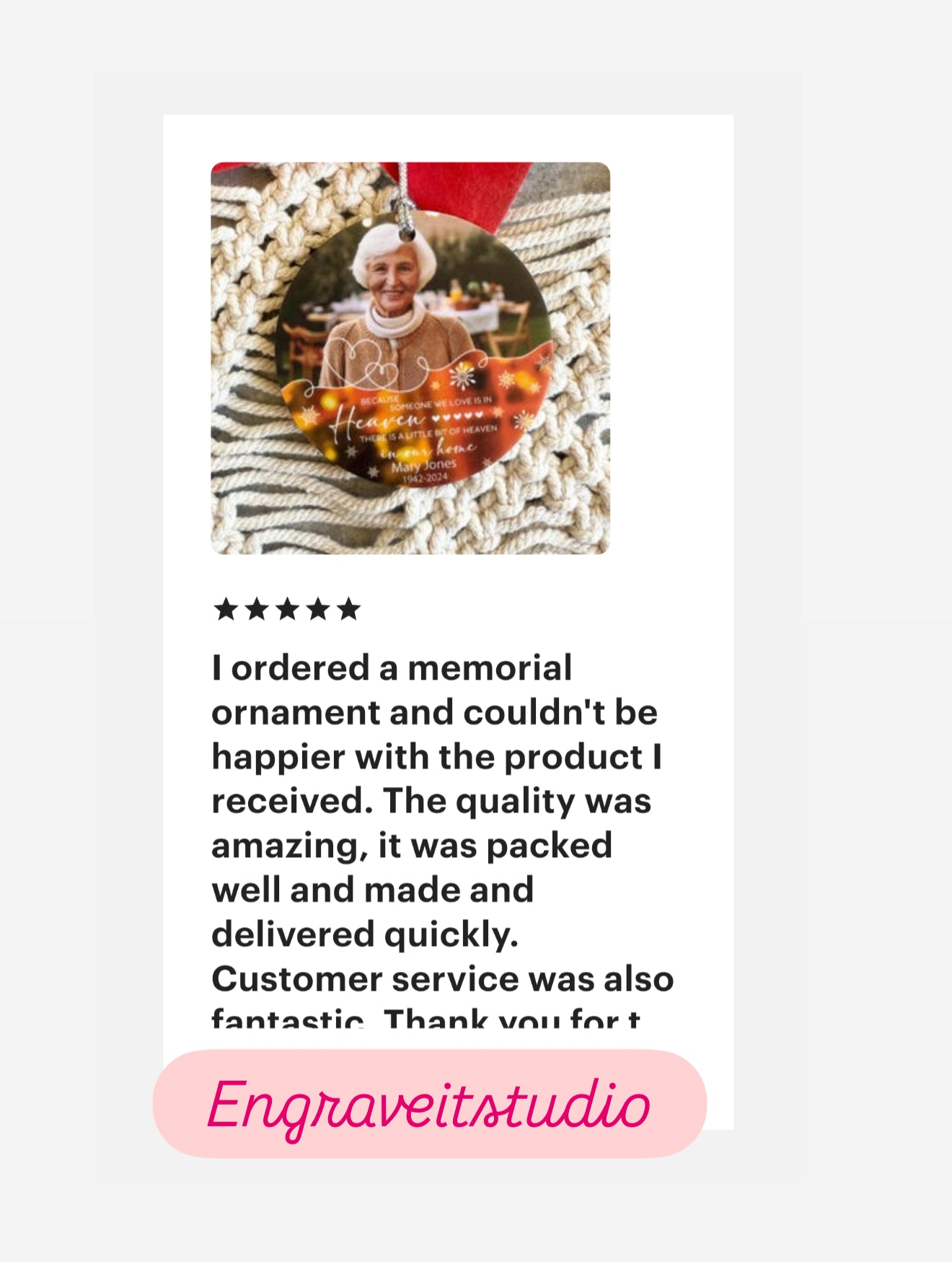 Memorial  Personalised Photo Ornament | Remembrance Custom Ornament