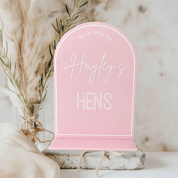 Hens Party Welcome Table Sign Acrylic Personalised