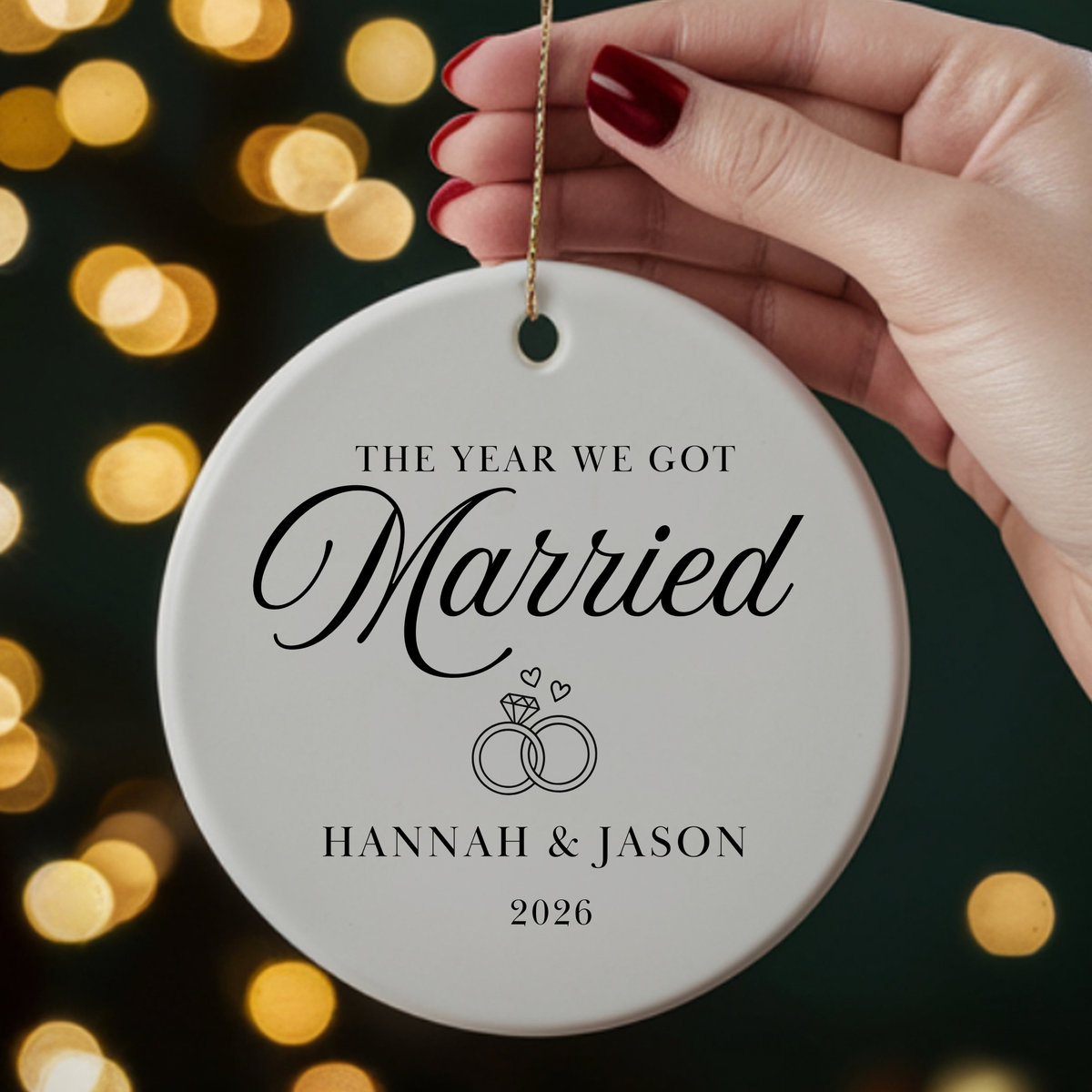 Personalised "We Got Married" Ceramic Christmas Ornament | Custom Couple Keepsake