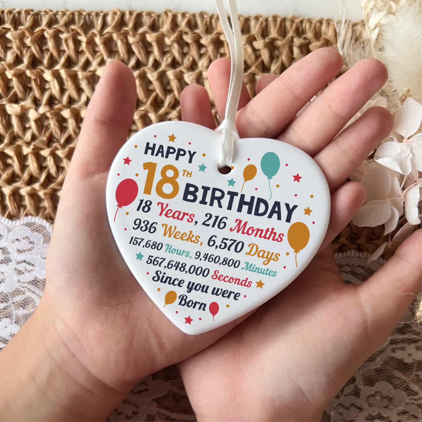 Personalised 18th Birthday Ceramic Heart – Unique Keepsake Special 18th Birthday Gift (Copy)