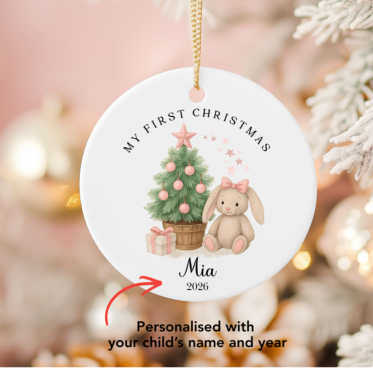 Personalised "My First Christmas" Christmas Tree and rabbit Ceramic Ornament | Custom Baby Keepsake Gift (Copy)