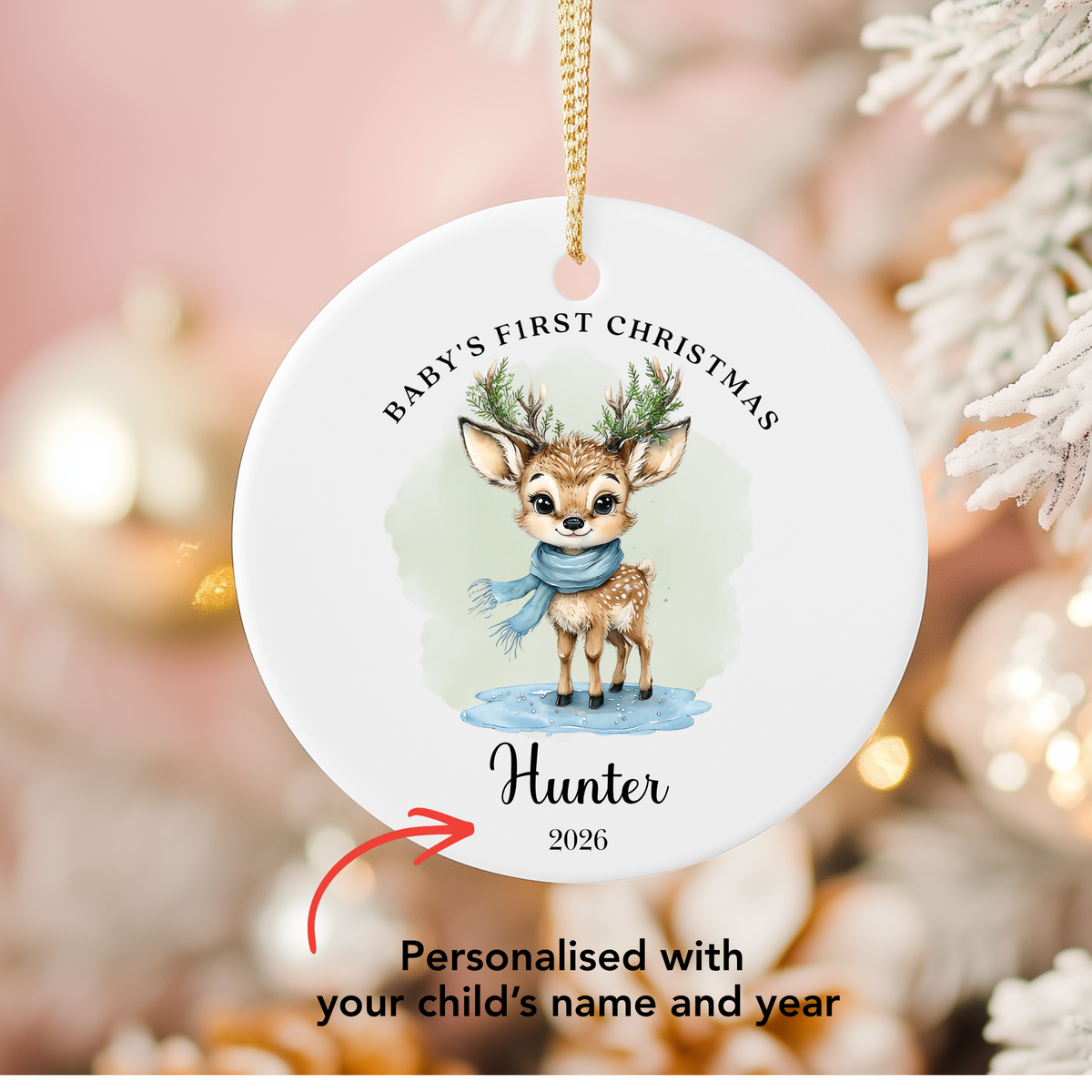 Personalised "Baby's First Christmas" Floral Deer Ceramic Ornament | Custom Baby Keepsake Gift (Copy)
