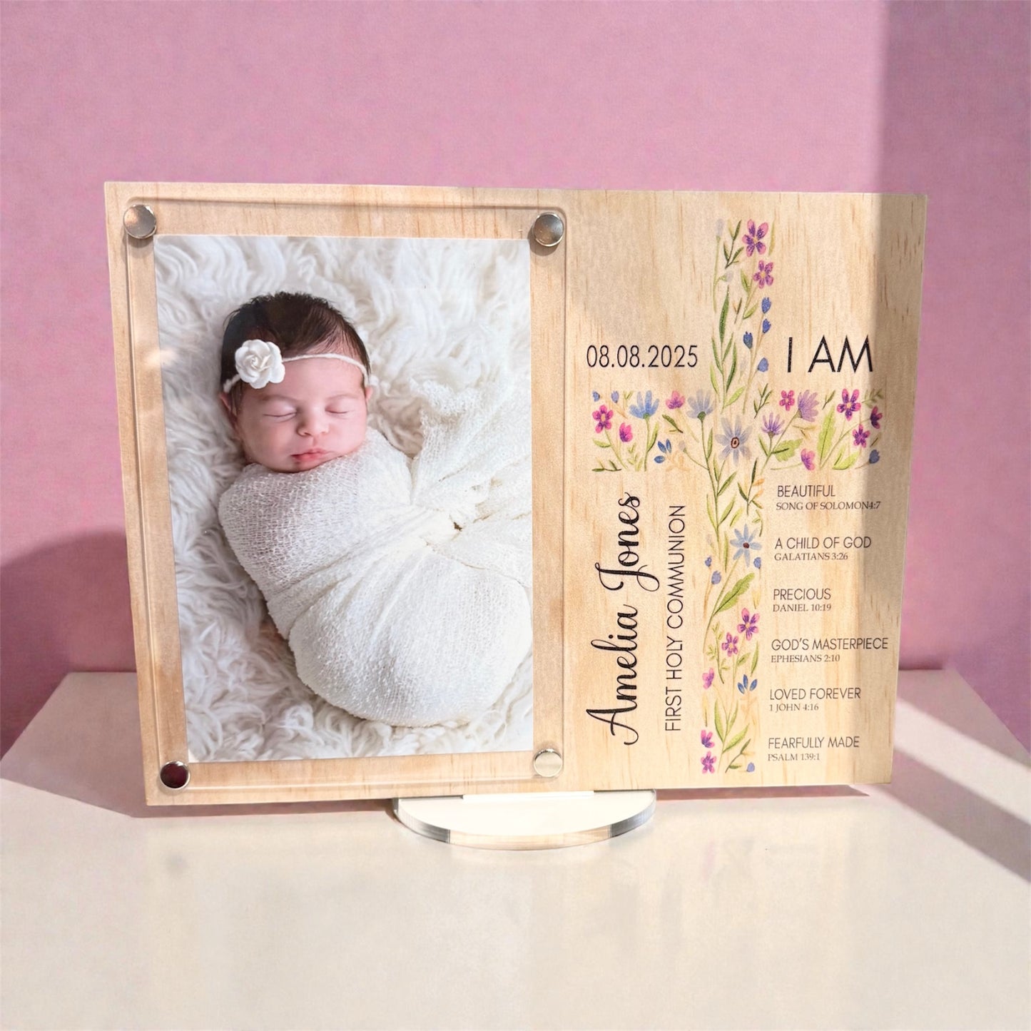 Personalised Baptism, Christening Photo, Holy Communion Gift, Baby Baptism Frame, Christian Baby Gift, Bible Verse Frame, Engraved Baptism, Custom Christening, Religious Keepsake, Baptism Keepsake, Personalised Baby, Communion Photo, gift ideas