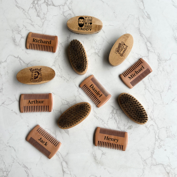 Beard Brush and comb Personalised and Engraved Set