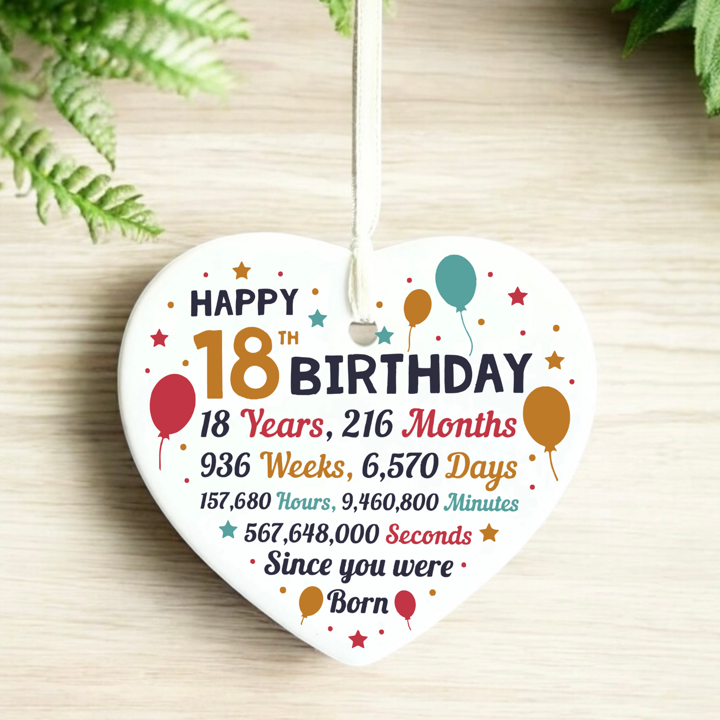 Personalised 18th Birthday Ceramic Heart – Unique Keepsake Special 18th Birthday Gift (Copy)