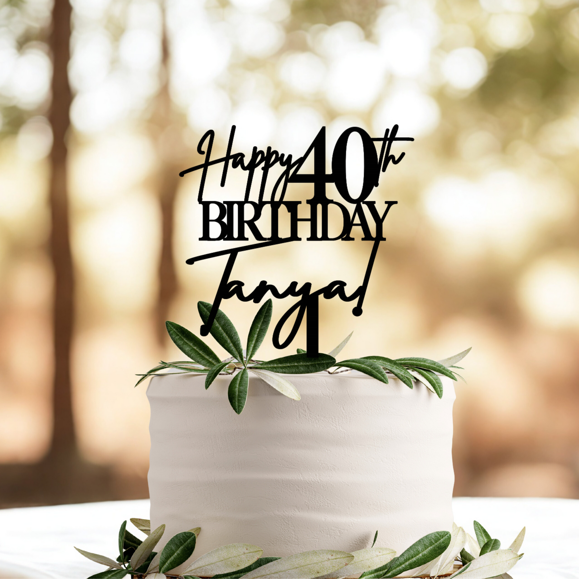 Personalised 40th Birthday Cake Topper – Custom Acrylic Cake Decoration 