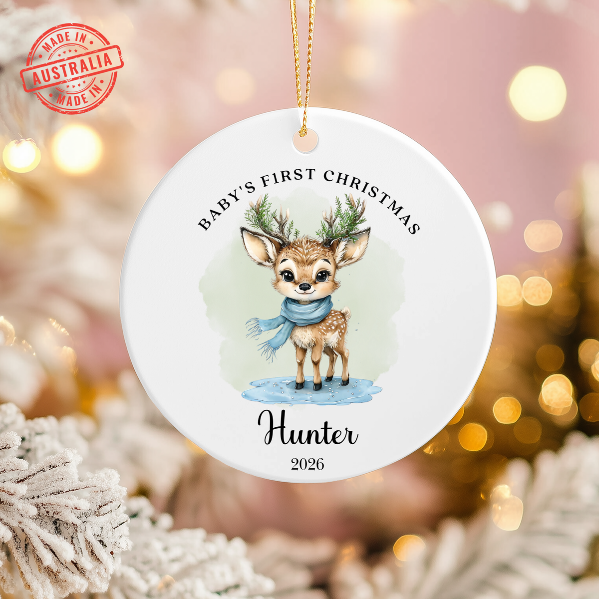 Personalised "Baby's First Christmas" Floral Deer Ceramic Ornament | Custom Baby Keepsake Gift (Copy)